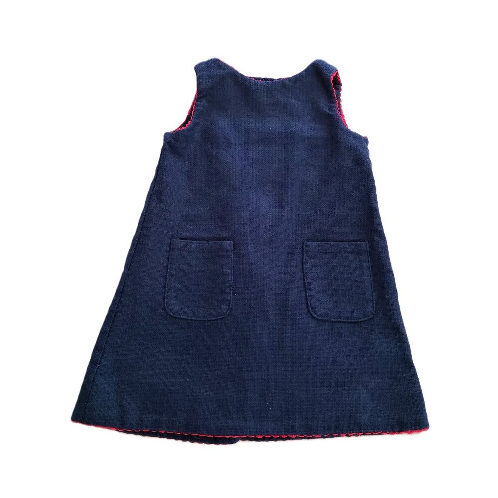 Elizabeth McKay Girls Navy Jumpsuit Dress Wool Size 3 with Scalloped Trim